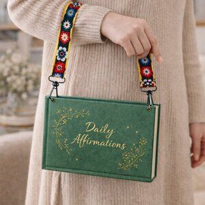 Bookmark Purse, Book Carrier, Flowered Long Strap, Valentine's Day Gift!